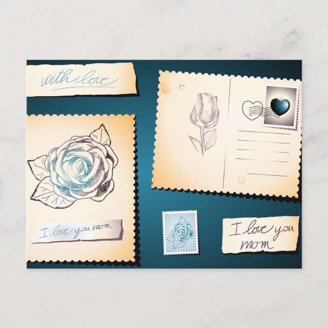 Eu te amo mãe, cartão postal (Frente)