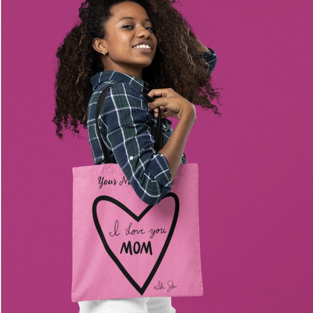 Eu te amo MÃE Mensagem Pessoal Bolsa Rosa Rosa (Criador carregado)