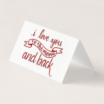 "Eu te amo na lua e nas costas" Cartões saudáveis
