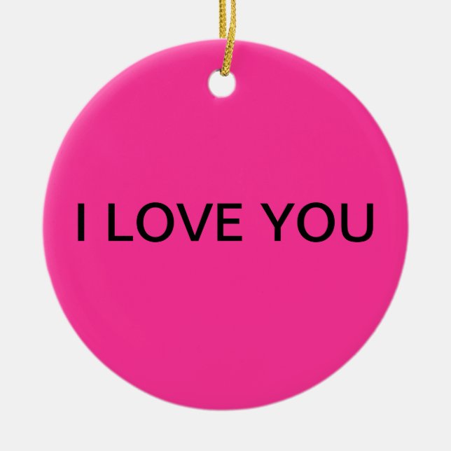 "EU TE AMO" ornamento cor-de-rosa (Frente)