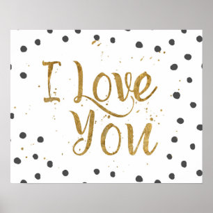 "Eu te amo" poster decorativo do ponto Dourado do