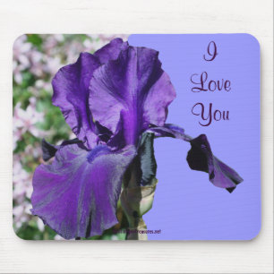 Eu Te Amo Púrpura Iris Flor Foto Mousepad