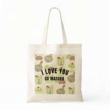 "Eu Te Amo Tanto Matcha" Bolsa Tote de Lona Estéti
