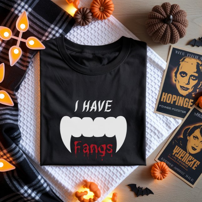 Eu Tenho Camiseta De Halloween De Vampiro De Presa (I Have Fangs Halloween Tshirt)