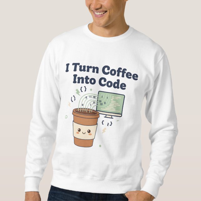 Eu Transformo Café em Código – Camiseta Divertida  (Frente)