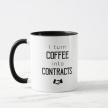 Eu transformo o café em contratos - caneca do