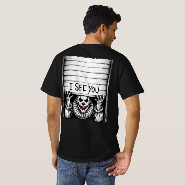 Eu Vejo Você - Camiseta de Halloween de Terror de  (Parte Traseira Completa)