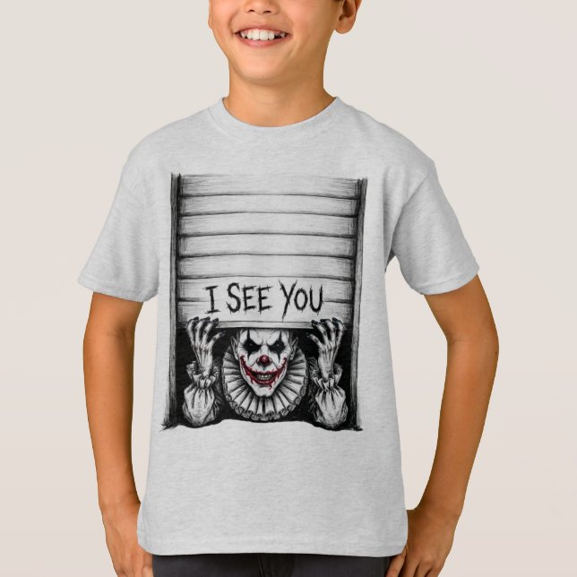 Eu Vejo Você - Camiseta de Terror do Palhaço Assus (Frente)
