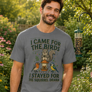 Eu Vim pelos Pássaros Camiseta Divertida de Esquil