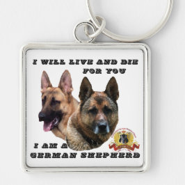 Eu viverei e morrerei chaveiro do german shepherd