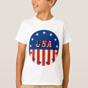 EUA - Bandeira Americana e Estrelas em Camisa Circ