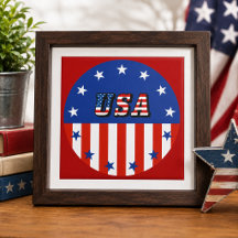 EUA - Bandeira Americana & Estrelas em Círculo Azu
