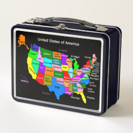EUA e World Map Metal Lunch Box