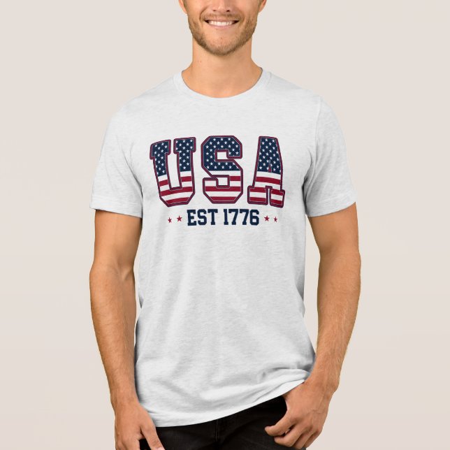 EUA Est 1776 Design de Letras em Bloco Patriótico (Frente)