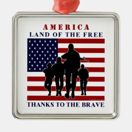 EUA Flag e Soldiers Silver Ornamento