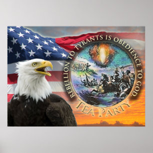 EUA Flag Eagle Tea Party Poster