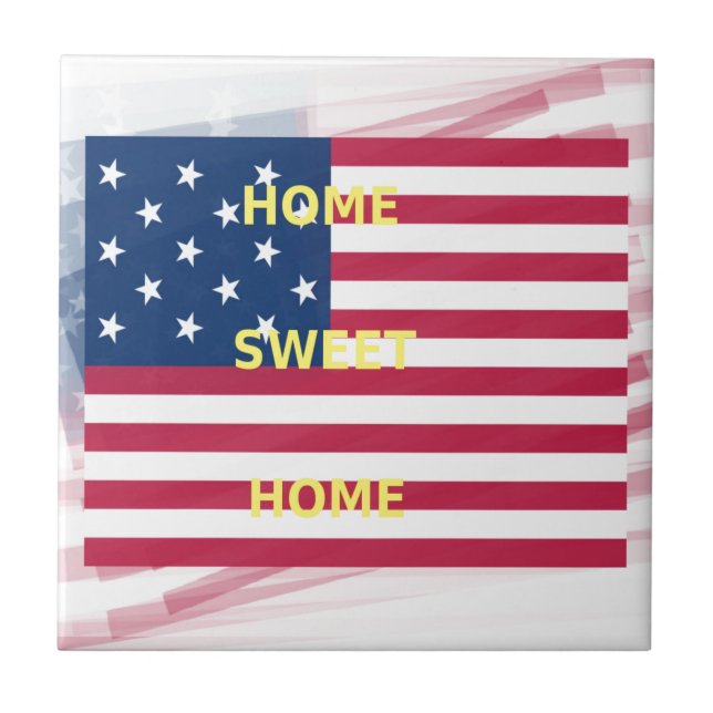 EUA Flag "Home Sweet Home" Art Impressão (Frente)