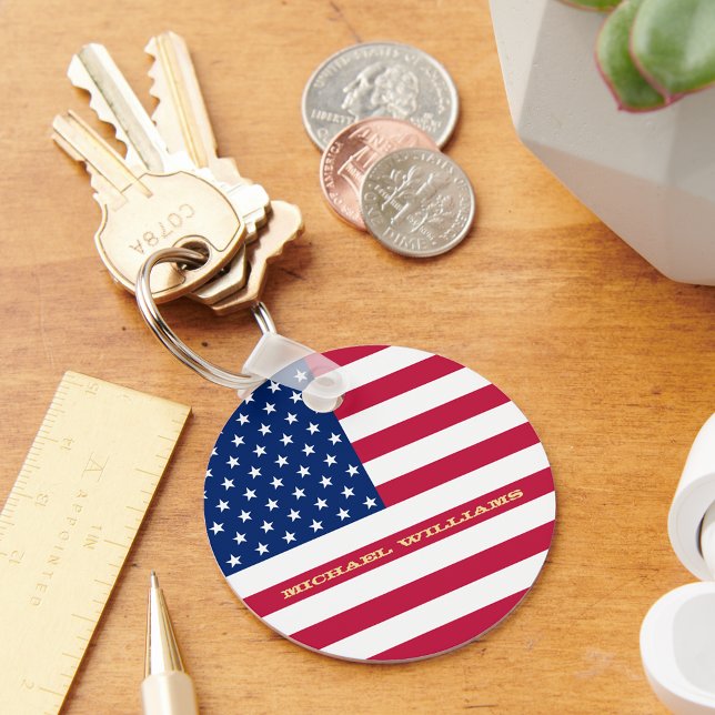 EUA Flag Patriotic American 4 de julho Chaveiro (USA Flag Patriotic American 4th of July Keychain)