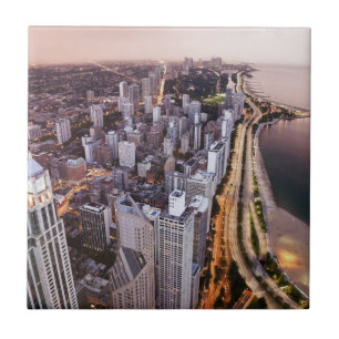 EUA, Illinois, Chicago, vista aérea do lago