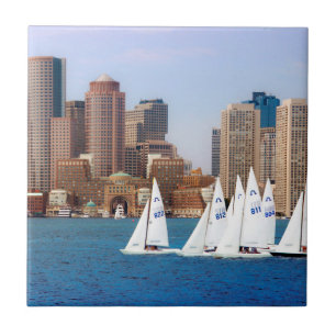 EUA, Massachusetts. Vista panorâmica da orla marít