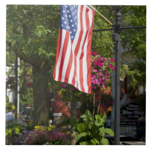 EUA, Nova York, Lewiston. Bandeira americana anexa