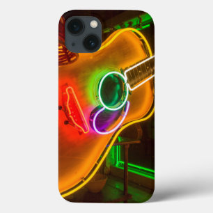 EUA, Texas, Austin. Guitarra de néon na chantagem