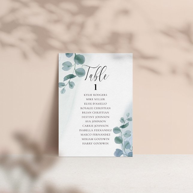 Eucalipto Dusty Qualquer Gráfico de Número de Mesa (Criador carregado)