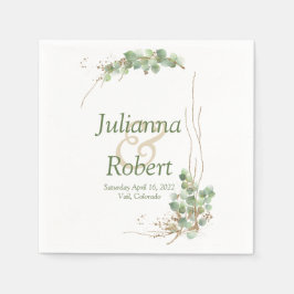 Eucalipto e guardanapos de ouro