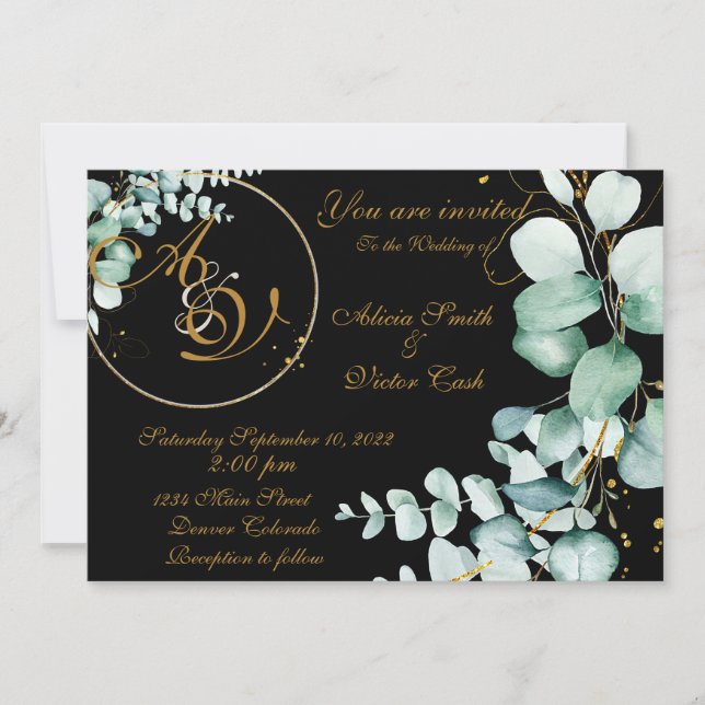 Eucalipto e ouro a convite negro (Frente)