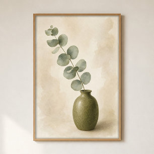 Eucalipto em Vaso Aquarela Poster Cottagecore