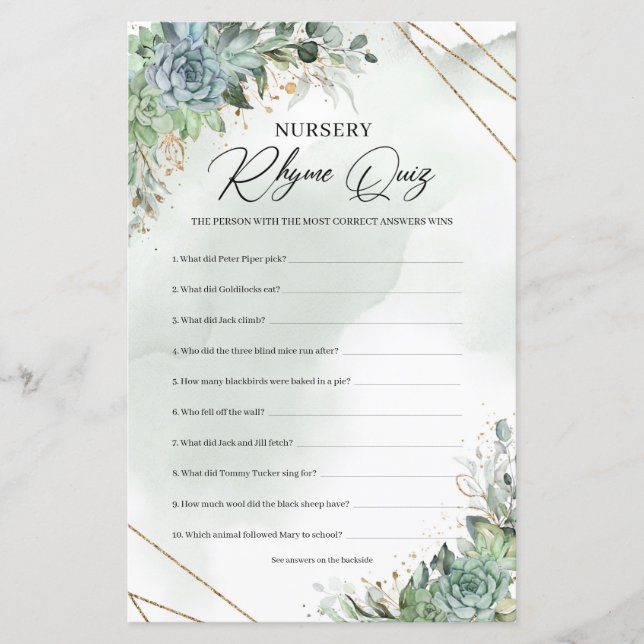 Eucalipto Eucalyptus Nursery Rhyme Quiz (Frente)