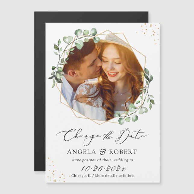 Eucalipto Foto Geométrica Altera o Magneto de Data (Frente/Verso)