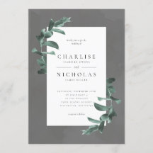 eucalipto no convite para casamento de cinzas