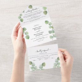 Eucalipto Verde e Dourado Casamento Clássico