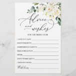 Eucalipto White Rose Elegante Deseja e Advoga<br><div class="desc">Eucalyptus Watercolor Deseja E Advice Card. Personalize com a noiva para ser o nome e a data do chá. Para mais personalização,  clique no link "personalizar mais". Se precisar de ajuda,  entre em contato comigo,  por favor.</div>