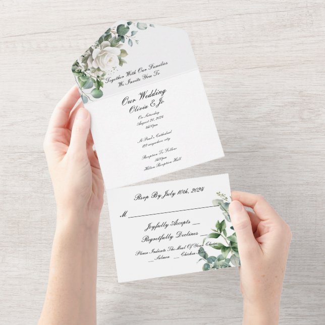 EUCALPTUS GREENERY TODOS NUM CONVITE DE CASAMENTO (Aba destacável)