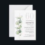 Eucalyptus 60.o Convite de Aniversário<br><div class="desc">Pode ser uma festa surpresa ou outra década especial alcançada. Este 60º convite de aniversário com eucalipto verde design com tipografia popular moderna pode ser facilmente editado para comemorar qualquer aniversário ou aniversário. Você pode alterar o texto, os detalhes do aniversário e a cor de fundo clicando no botão "Personalizar"...</div>