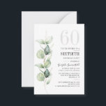 Eucalyptus 60.o Convite de Aniversário<br><div class="desc">Pode ser uma festa surpresa ou outra década especial alcançada. Este 60º convite de aniversário com eucalipto verde design com tipografia popular moderna pode ser facilmente editado para comemorar qualquer aniversário ou aniversário. Você pode alterar o texto, os detalhes do aniversário e a cor de fundo clicando no botão "Personalizar"...</div>
