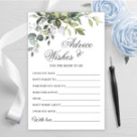 Eucalyptus aquarela desejos e placa de conselho<br><div class="desc">Eucalyptus Watercolor Deseja E Advice Card. Personalize com a noiva para ser o nome e a data do chá. Para mais personalização,  clique no link "personalizar mais". Se precisar de ajuda,  entre em contato comigo,  por favor.</div>