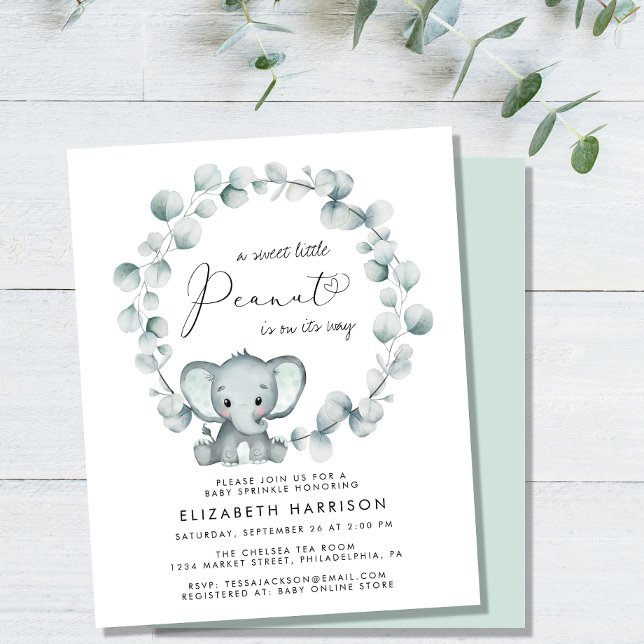 Eucalyptus Baby Sprinkle Invite Elephant Budget (Criador carregado)