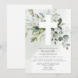 Eucalyptus Baptism Christening Convite