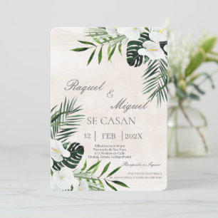 Eucalyptus beige - Convite para Casamento Espanhol