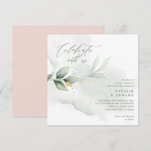 Eucalyptus blush cor-de-rosa script de casamento