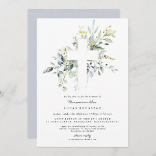 Eucalyptus Boy Baptism Christening Convite