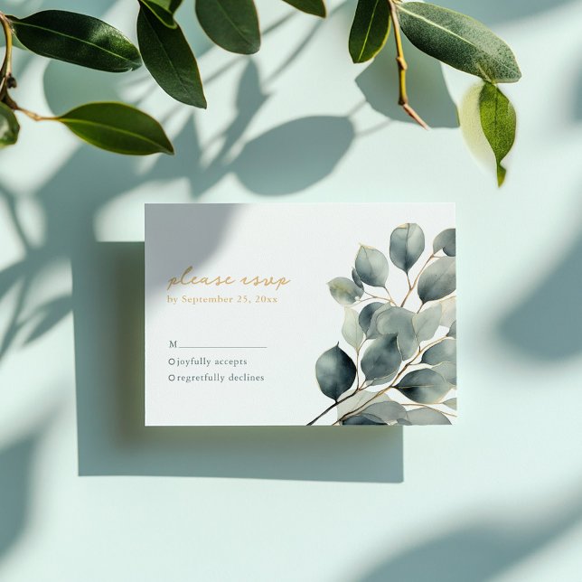 Eucalyptus branch green deixa cartão de rsvp de ca (Eucalyptus branch green leaves wedding rsvp card)
