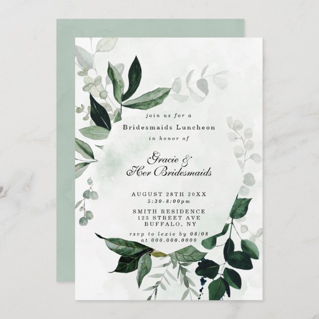 Eucalyptus Bridesmaids Luncheon Invites (Frente/Verso)