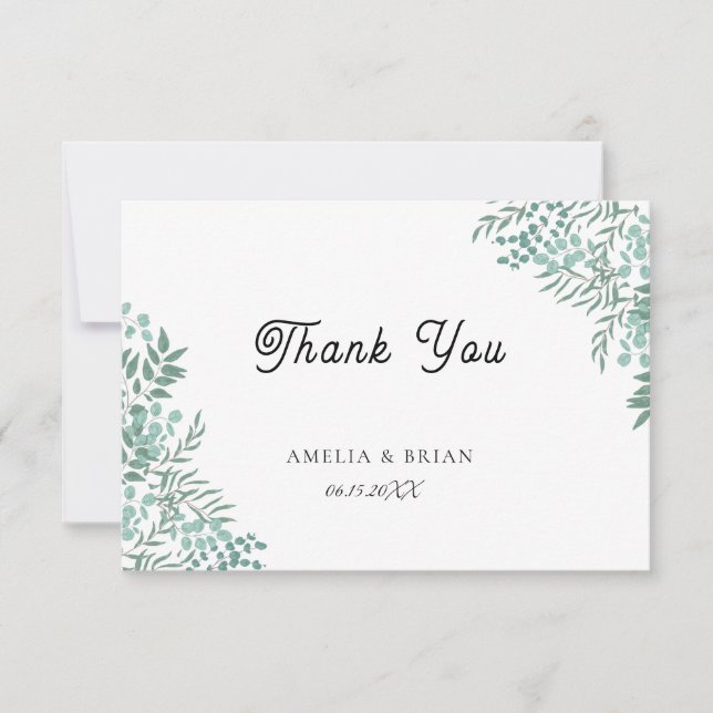 Eucalyptus Cartões de agradecimentos Rustic Greene (Frente)