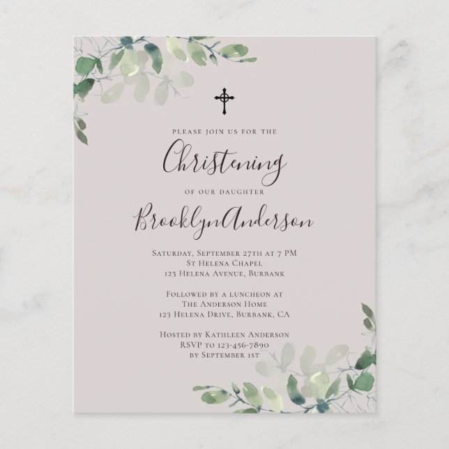 Eucalyptus Christening - Beige Orçamental (Frente)