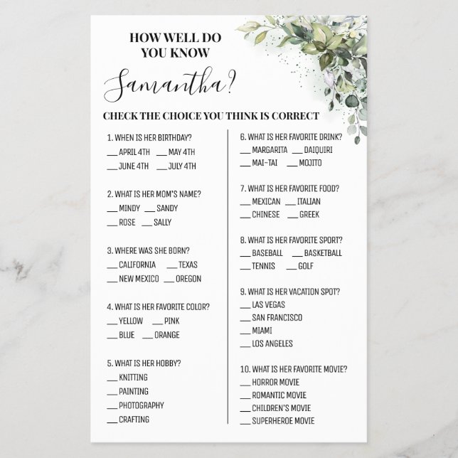 Eucalyptus Como você conhece o cartão de noiva (Frente)