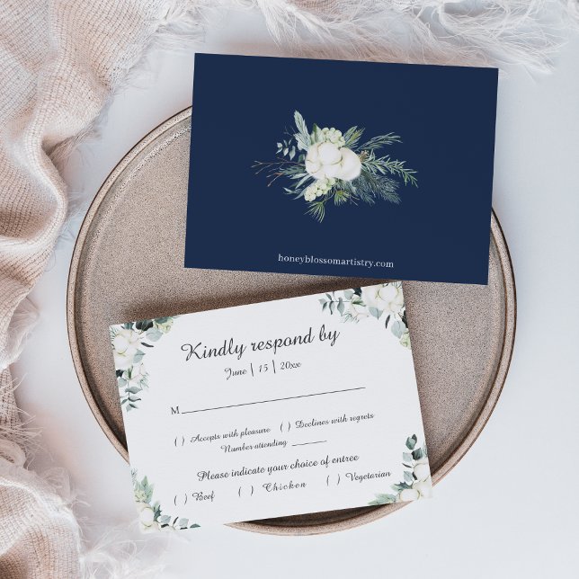 Eucalyptus Cotton | Cartão RSVP de Casamento Moder (Criador carregado)